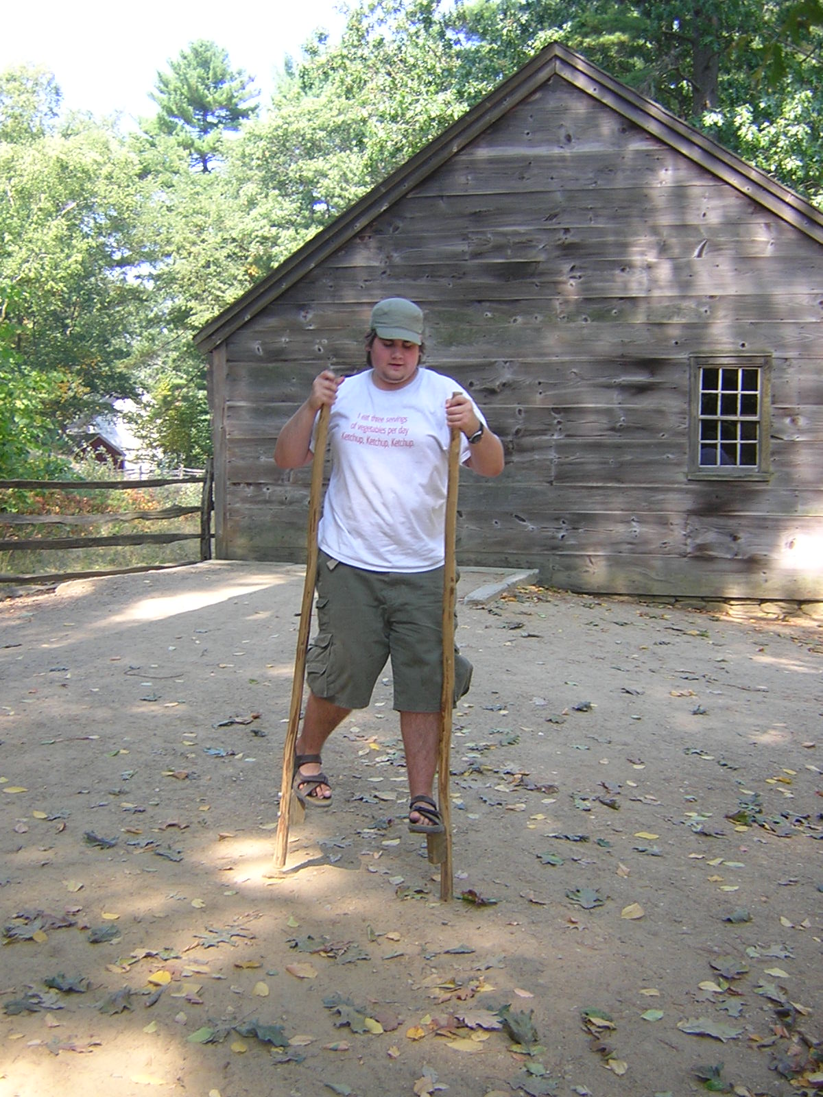 Kurt on stilts at Old Sturbridge Village